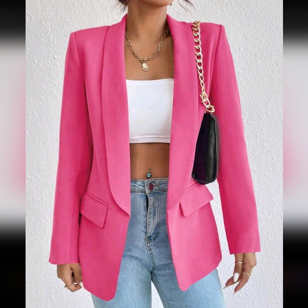 Women Fashion Solid Color Long Sleeve Blazer Jacket